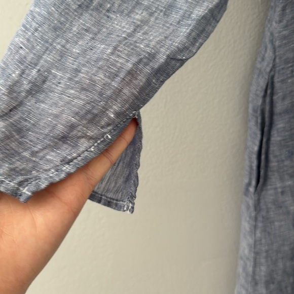 WOMENS CP SHADES BLUE CHAMBRAY LINEN AMANDA MAXI DRESS~POCKETS~  M - Picture 6 of 10